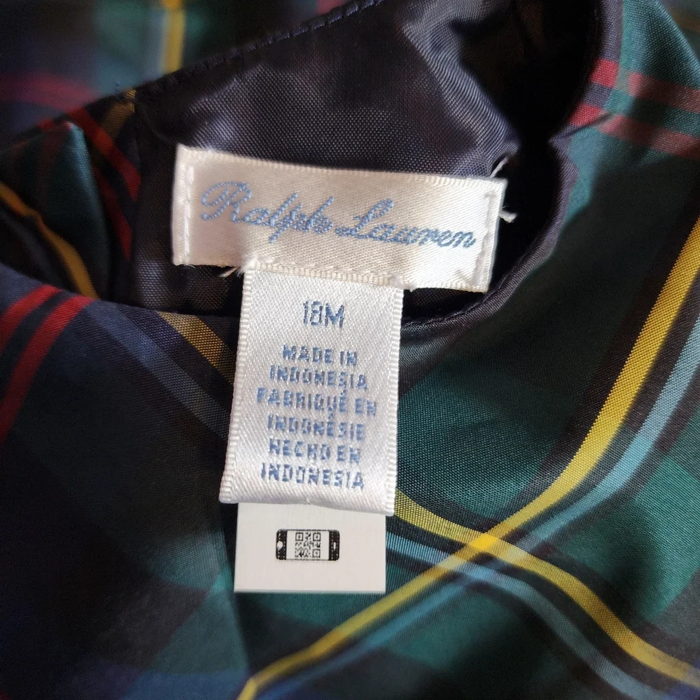 Ralph Lauren Plaid Kids Dress Size 18m